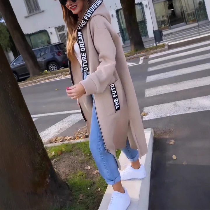 LOUISA | Casual Long Women's Coat with Open Front